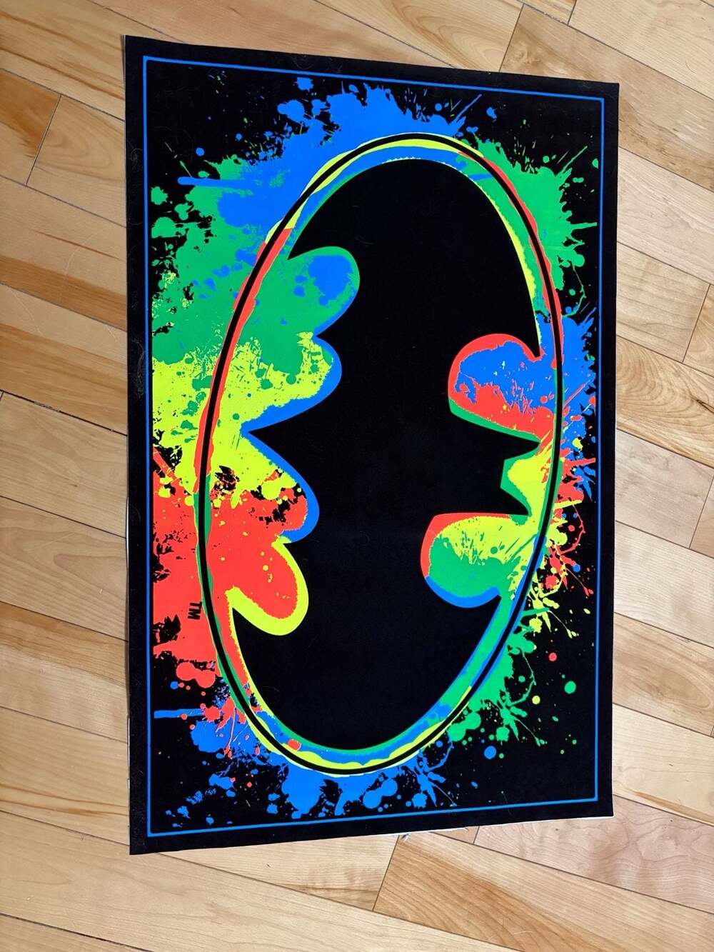 Vintage 1989 Batman Neon Splatter Blacklight Poster